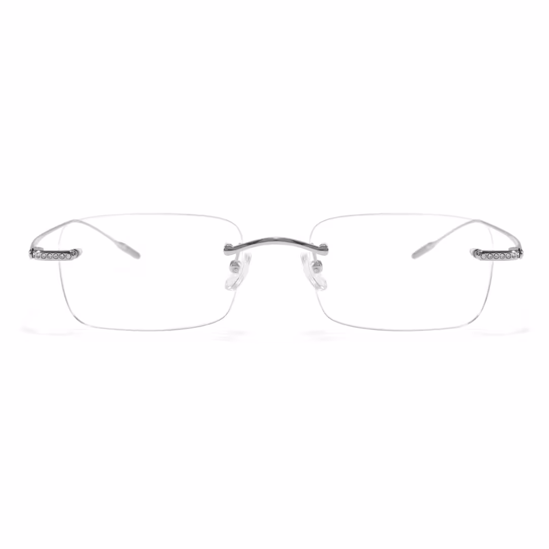 Front view of Valeo rectangle titanium eyeglasses ET0022605 in silver