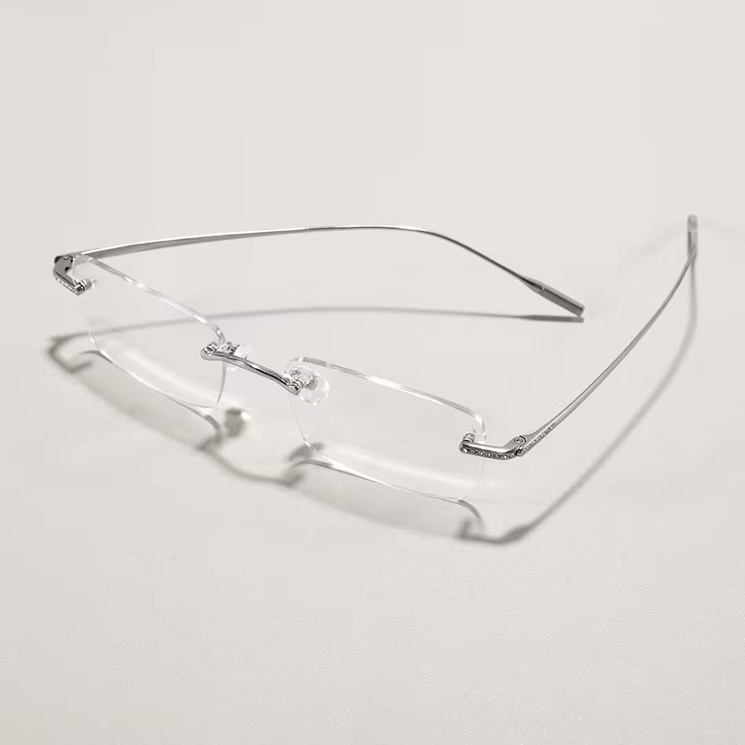 Scene view of Valeo rectangle titanium eyeglasses ET0022605 in silver