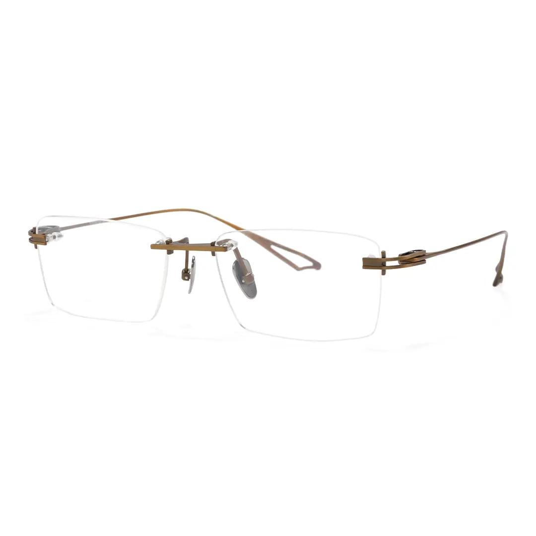 Angle view of Dusk rectangle titanium eyeglasses ET0042604 in bronze