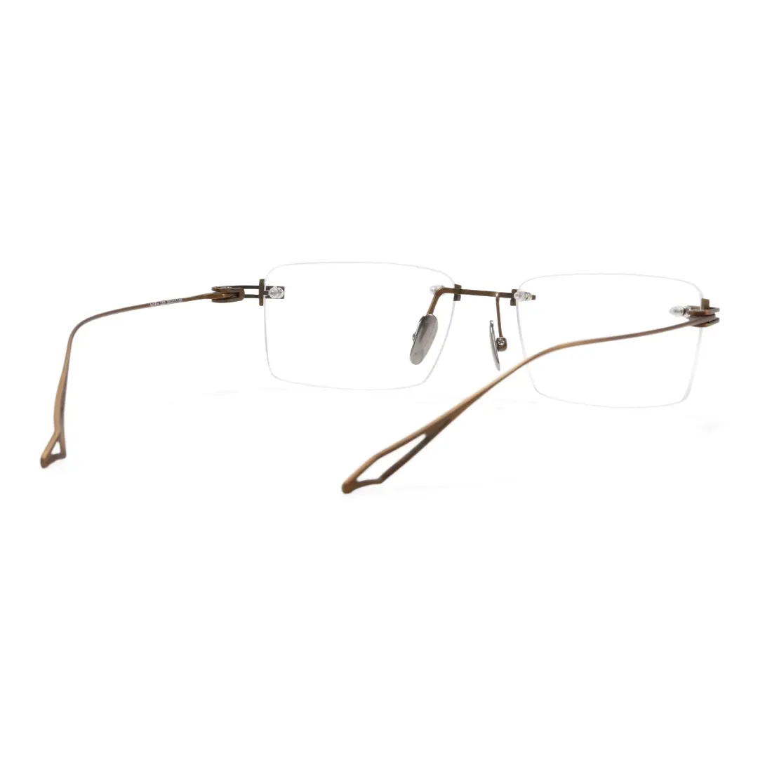 Back view of Dusk rectangle titanium eyeglasses ET0042604 in bronze