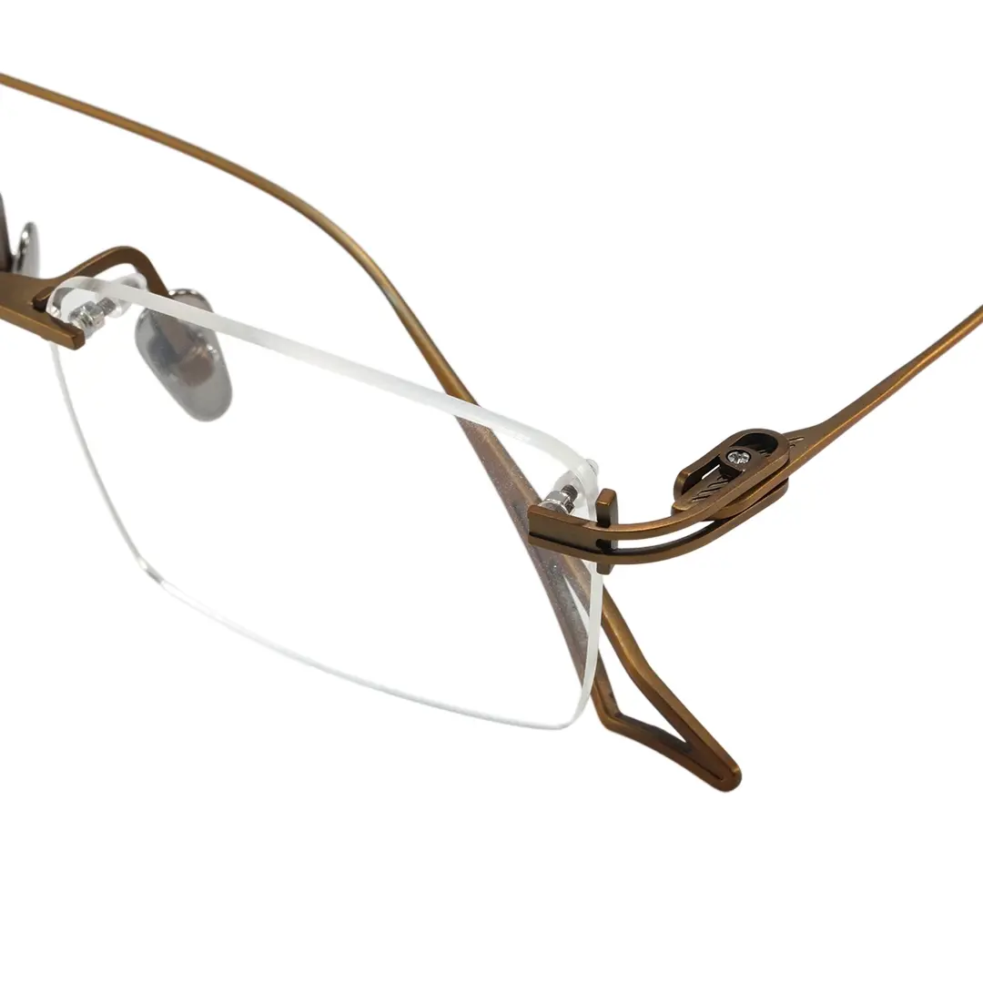 End piece detail of Dusk rectangle titanium eyeglasses ET0042604 in bronze