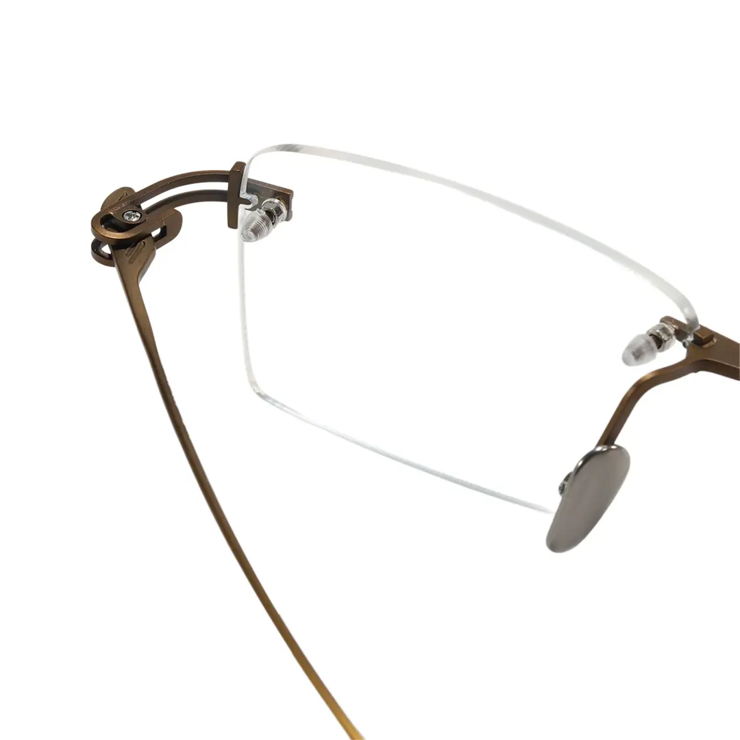 Hinge detail of Dusk rectangle titanium eyeglasses ET0042604 in bronze