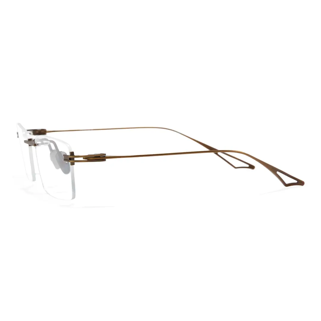 Side view of Dusk rectangle titanium eyeglasses ET0042604 in bronze