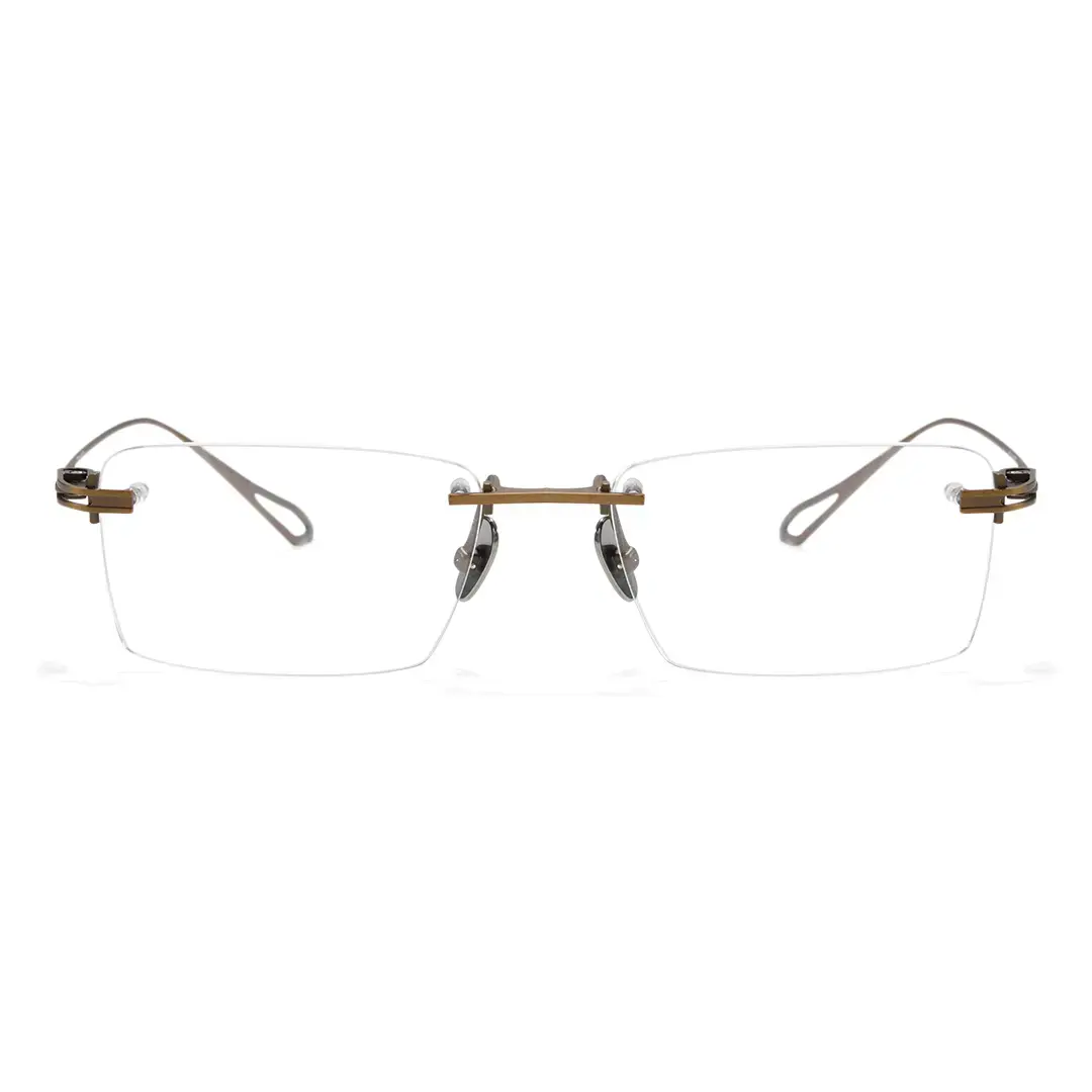 Front view of Dusk rectangle titanium eyeglasses ET0042604 in bronze
