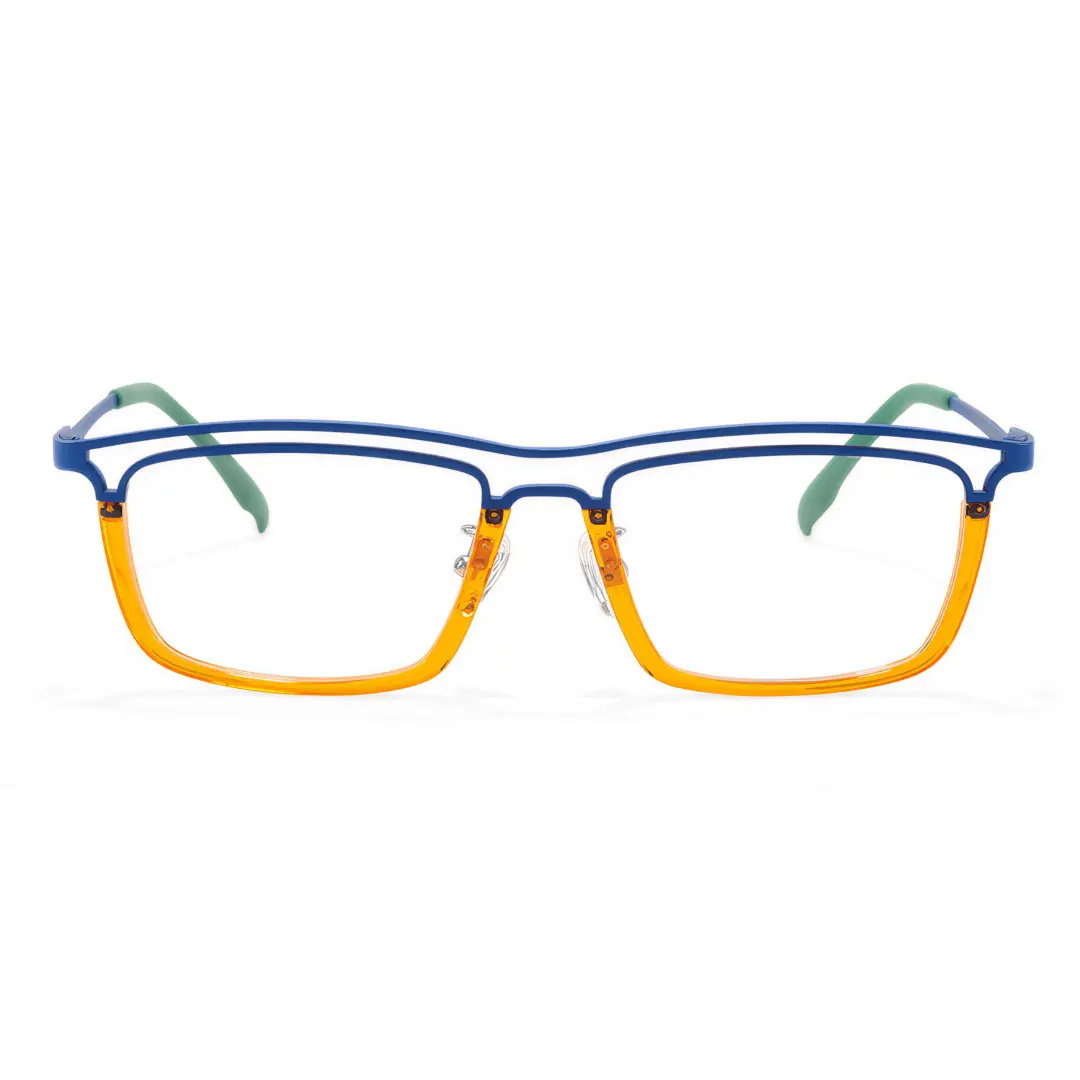 Front view of Cbbil rectangle titanium eyeglasses ET0112407 in orange
