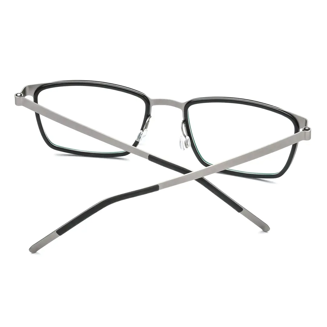 Back folded view of Simon rectangle titanium eyeglasses ET0212404 in black