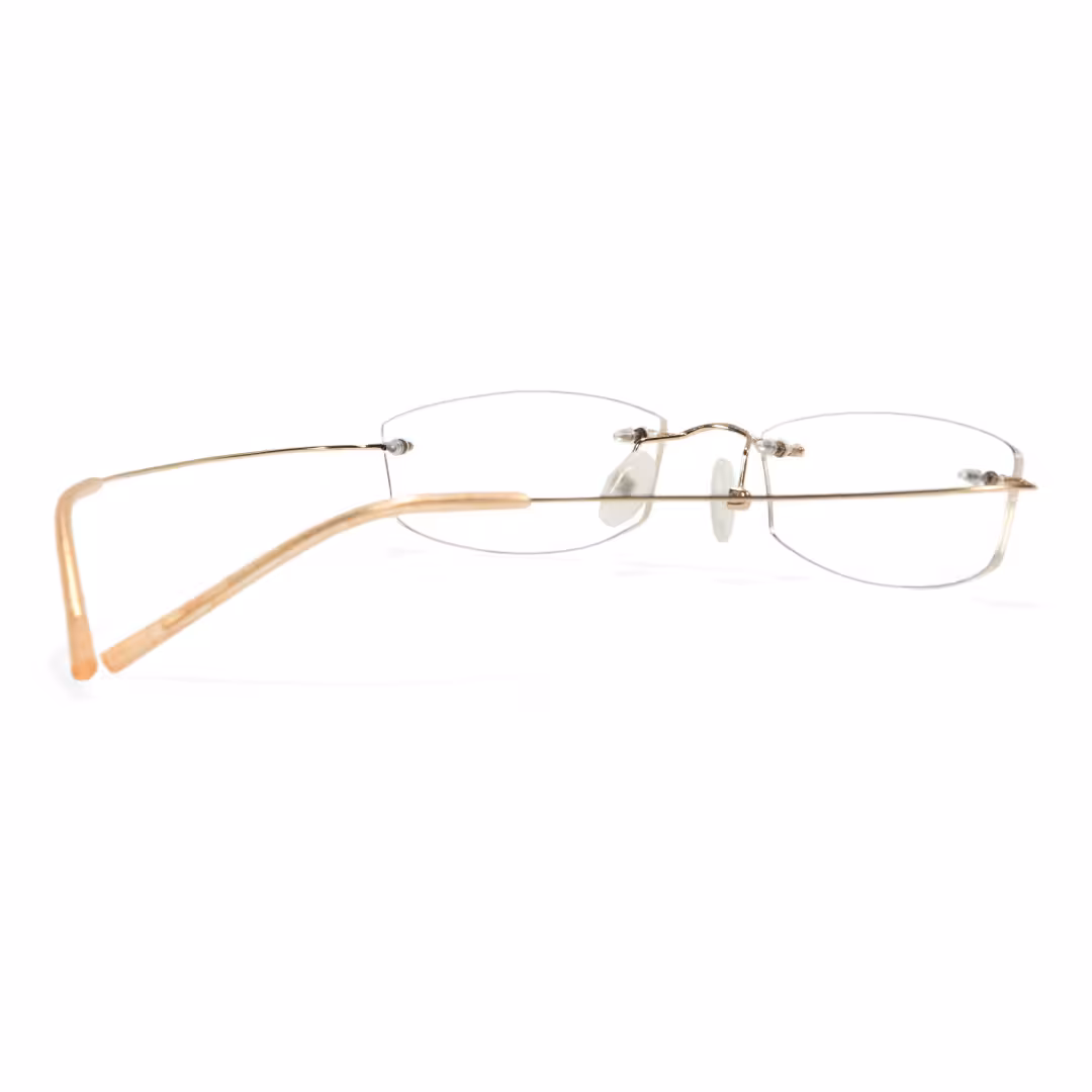 Back view of Pyr rectangle titanium eyeglasses ET0242605 in gold