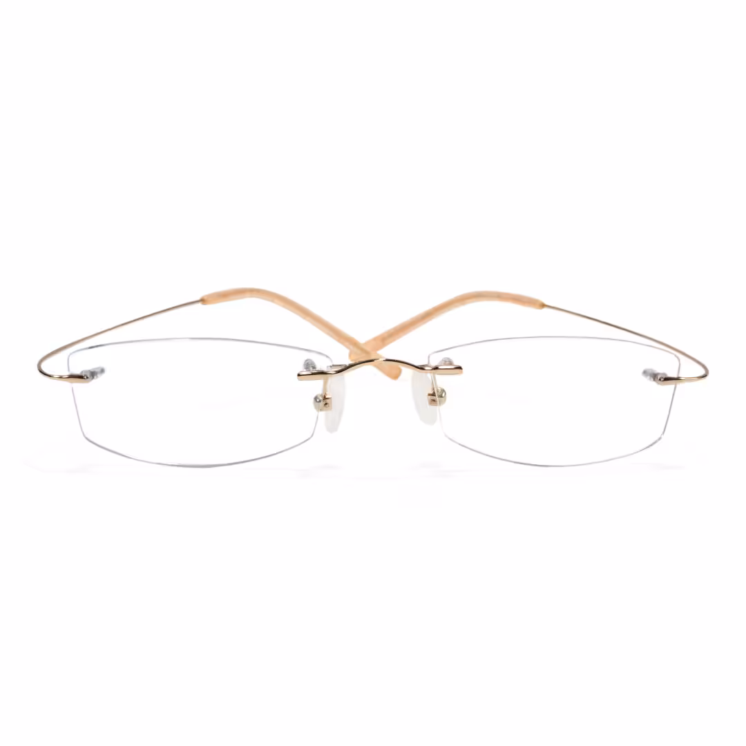 Front view of Pyr rectangle titanium eyeglasses ET0242605 in gold