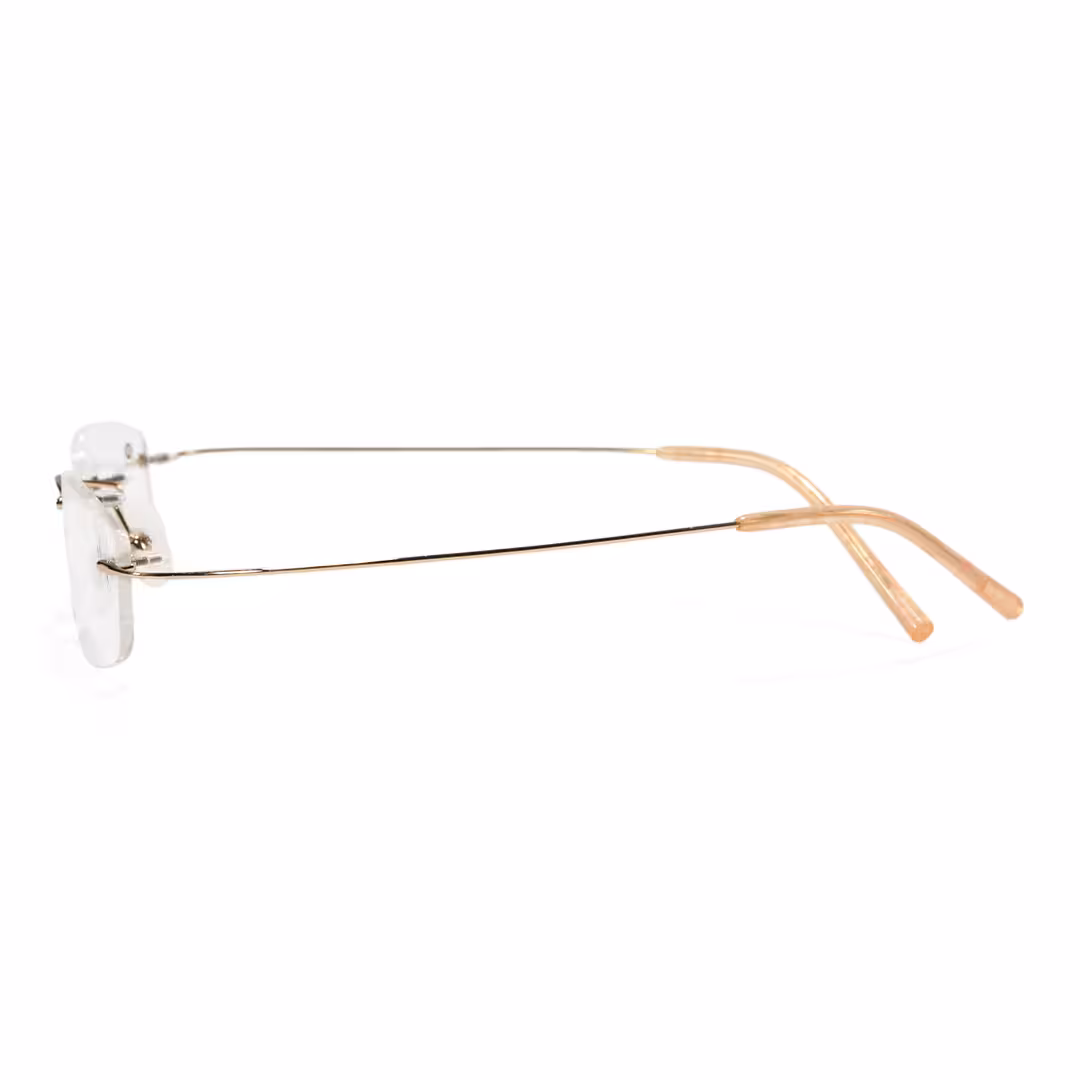 Side view of Pyr rectangle titanium eyeglasses ET0242605 in gold