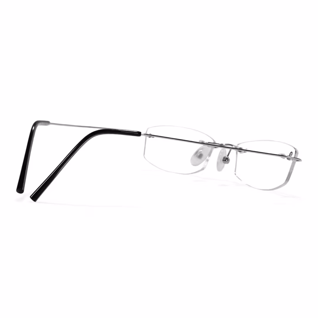 Back view of Pyr rectangle titanium eyeglasses ET0242605 in silver