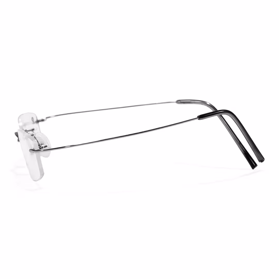 Side view of Pyr rectangle titanium eyeglasses ET0242605 in silver