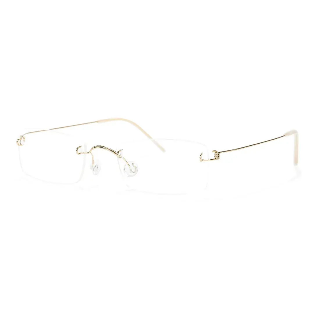 Angle view of Urban rectangle titanium eyeglasses ET0292601 in gold