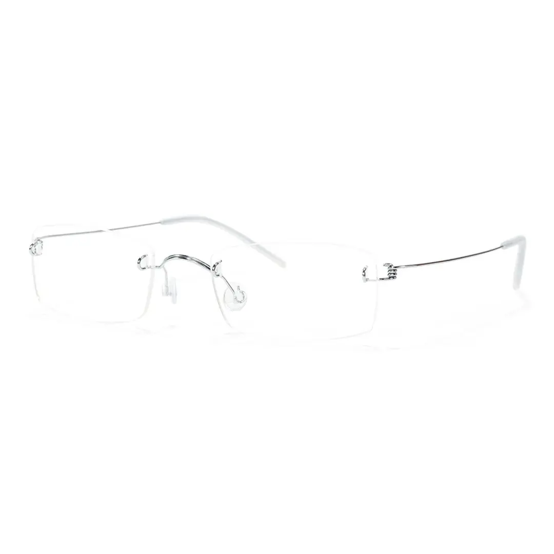 Angle view of Urban rectangle titanium eyeglasses ET0292601 in silver