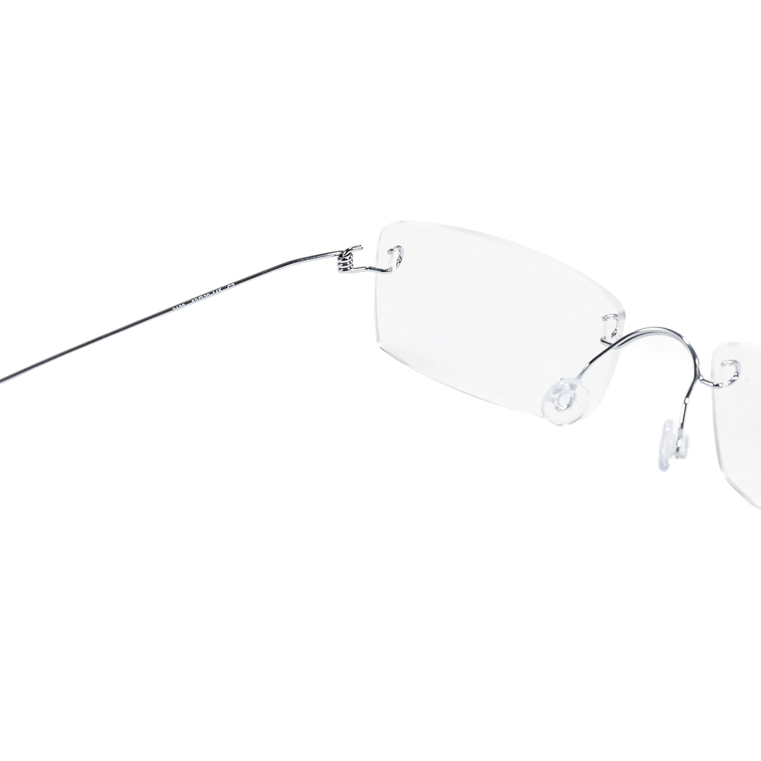 Hinge detail of Urban rectangle titanium eyeglasses ET0292601 in silver