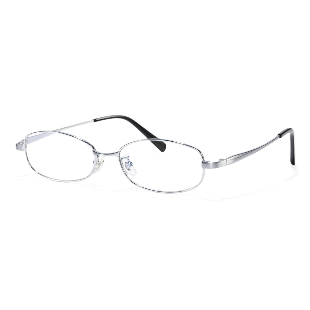 Angle view of Rhea office siren rectangle titanium eyeglasses ET0302601 in silver