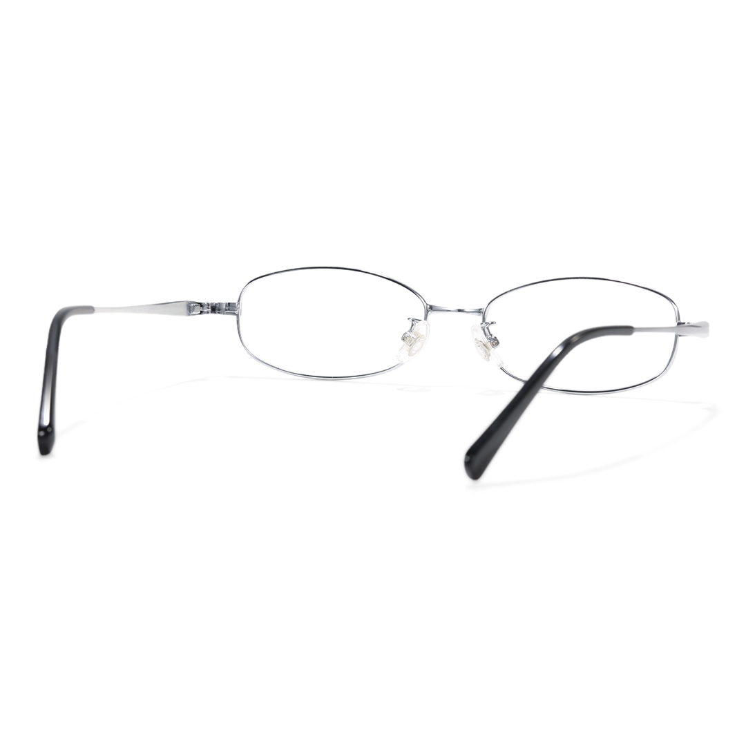 Back view of Rhea office siren rectangle titanium eyeglasses ET0302601 in silver