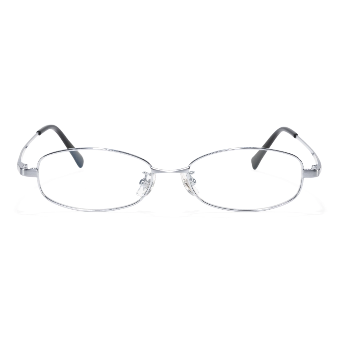 Front view of Rhea office siren rectangle titanium eyeglasses ET0302601 in silver