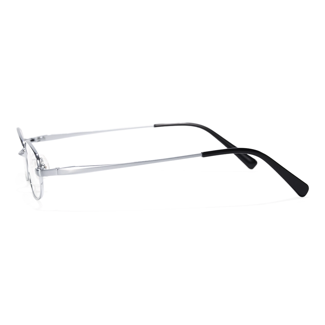 Side view of Rhea office siren rectangle titanium eyeglasses ET0302601 in silver