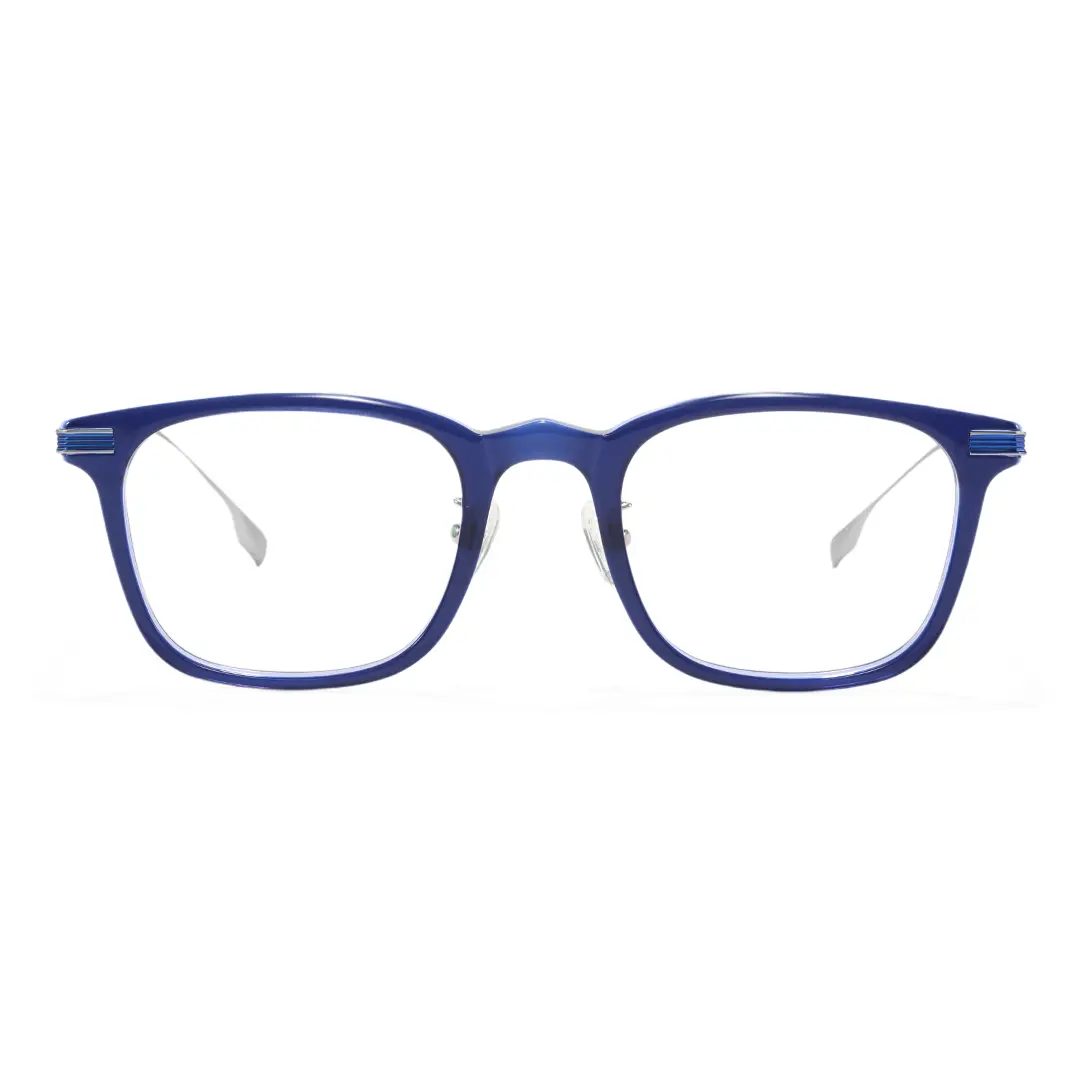 Front view of Warren vintage rectangle titanium eyeglasses ET0312208 in blue