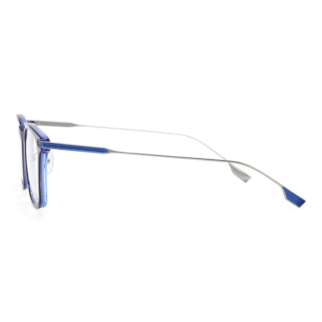 Side view of Warren vintage rectangle titanium eyeglasses ET0312208 in blue
