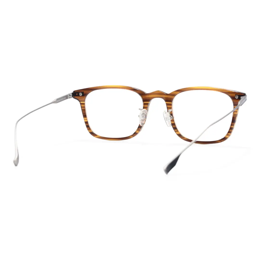 Back view of Warren vintage rectangle titanium eyeglasses ET0312208 in yellow