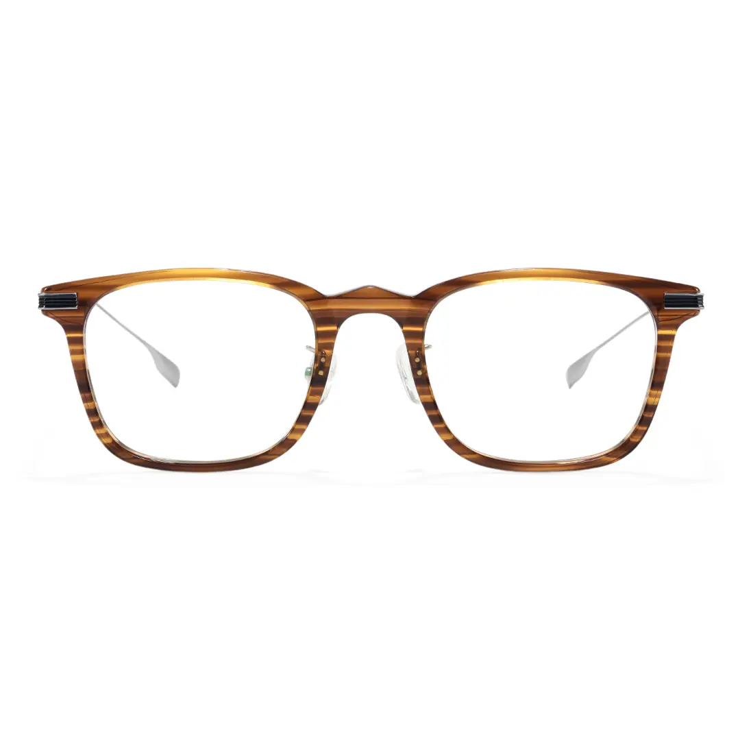 Front view of Warren vintage rectangle titanium eyeglasses ET0312208 in yellow