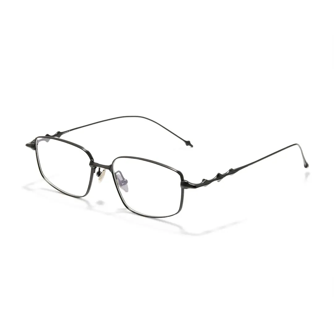 Angle view of Knap rectangle titanium eyeglasses ET0322501 in black