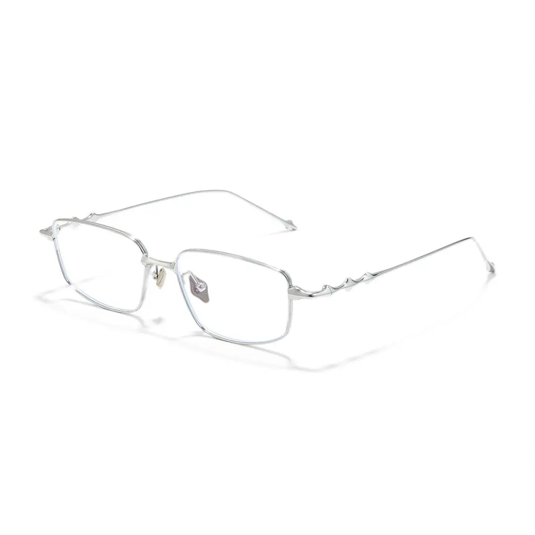 Angle view of Knap rectangle titanium eyeglasses ET0322501 in silver