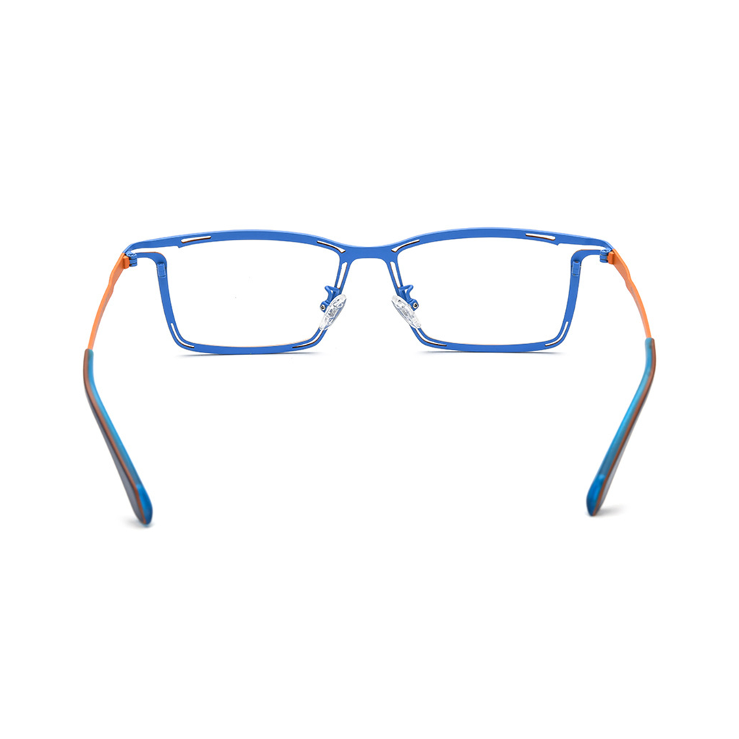Back view of Nolan steampunk rectangle titanium eyeglasses in two tone. SPU: ET0352508