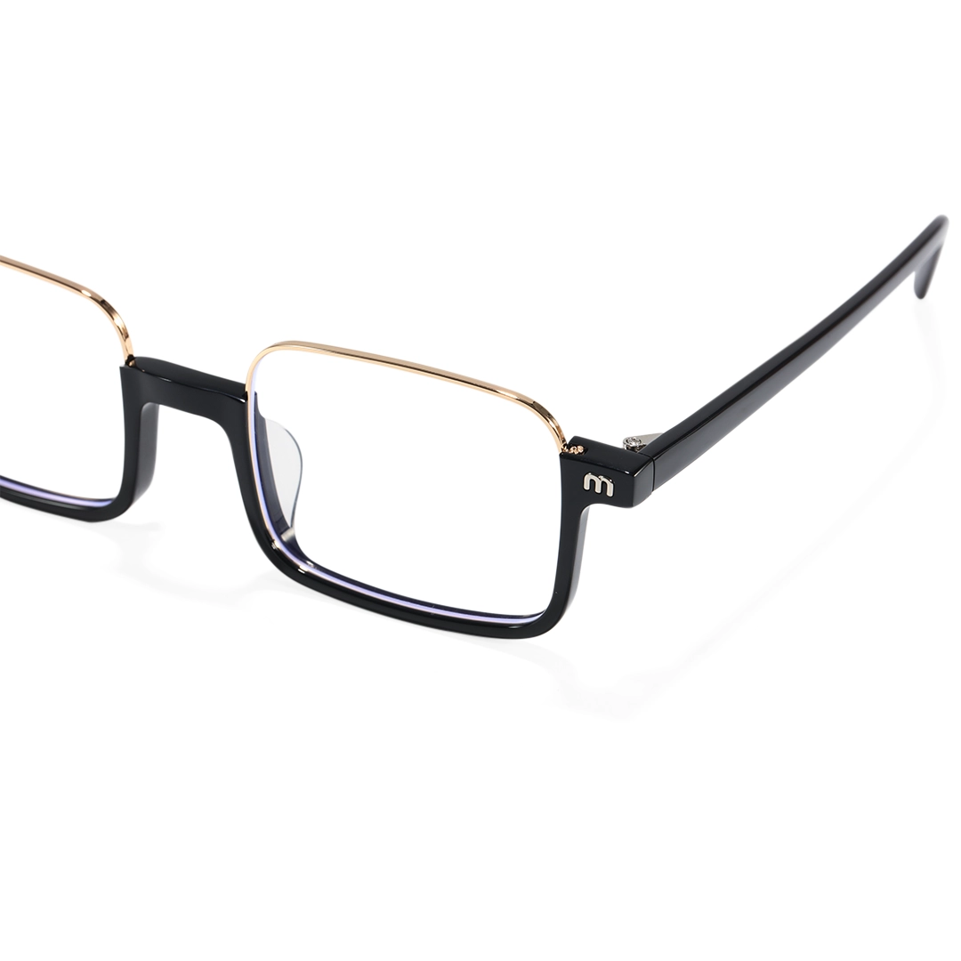 End piece detail of Maelis nerd rectangle tr90 eyeglasses in black. SPU: EX0382509