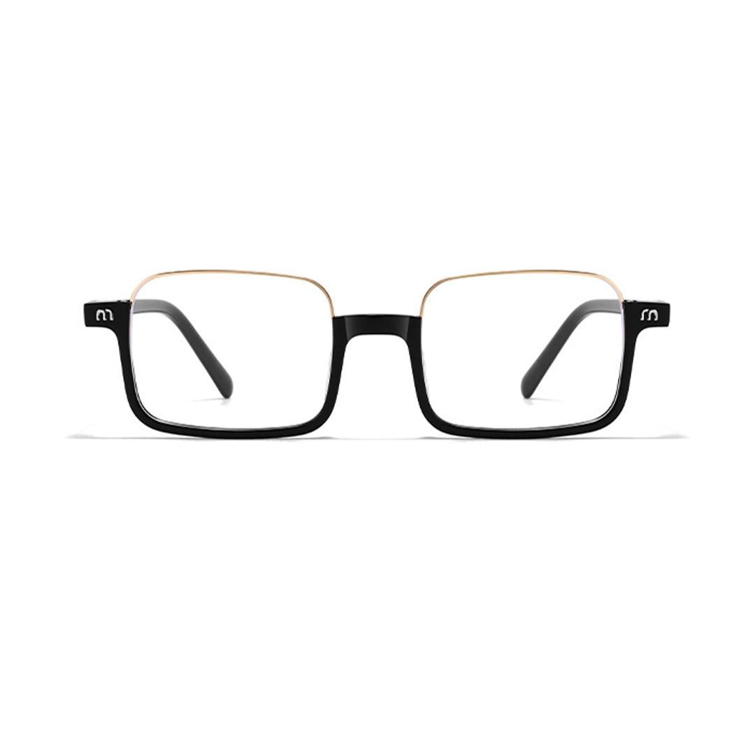 Front view of Maelis nerd rectangle tr90 eyeglasses EX0382509 in black