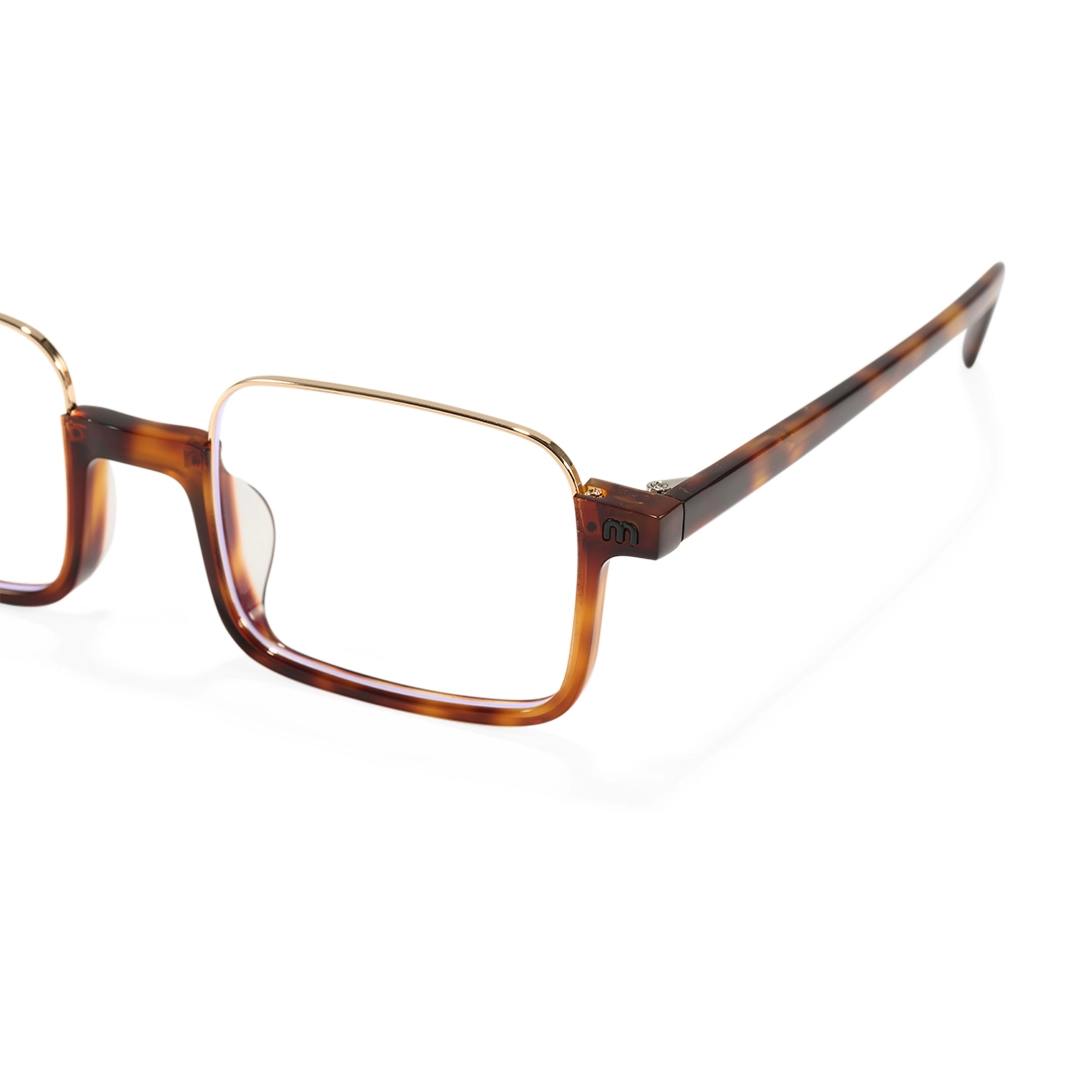 End piece detail of Maelis nerd rectangle tr90 eyeglasses in tortoise. SPU: EX0382509