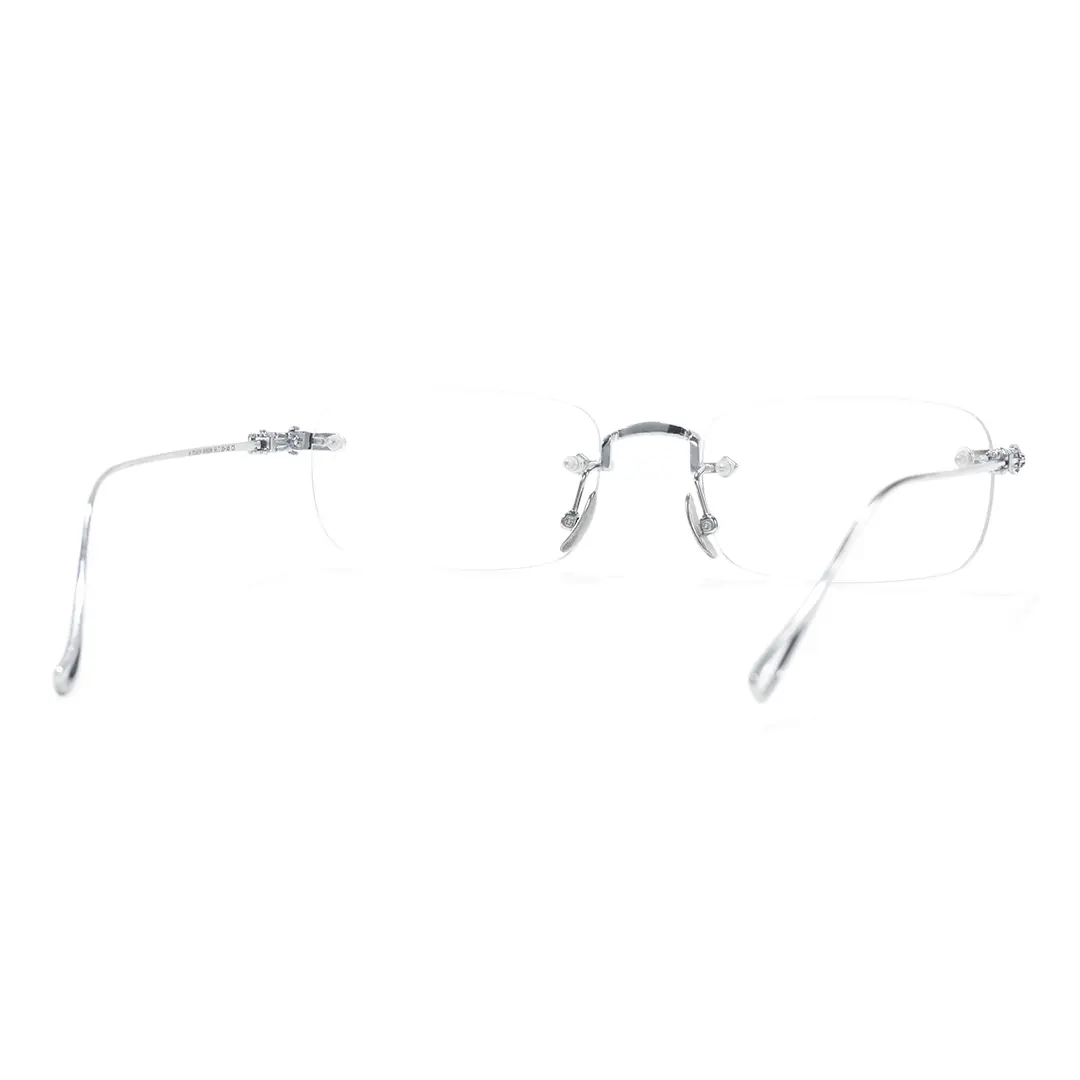 Back view of ELKLOOK rectangle metal eyeglasses FS-EM0352412 in silver