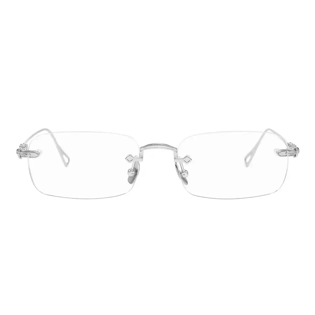 Front view of ELKLOOK rectangle metal eyeglasses FS-EM0352412 in silver