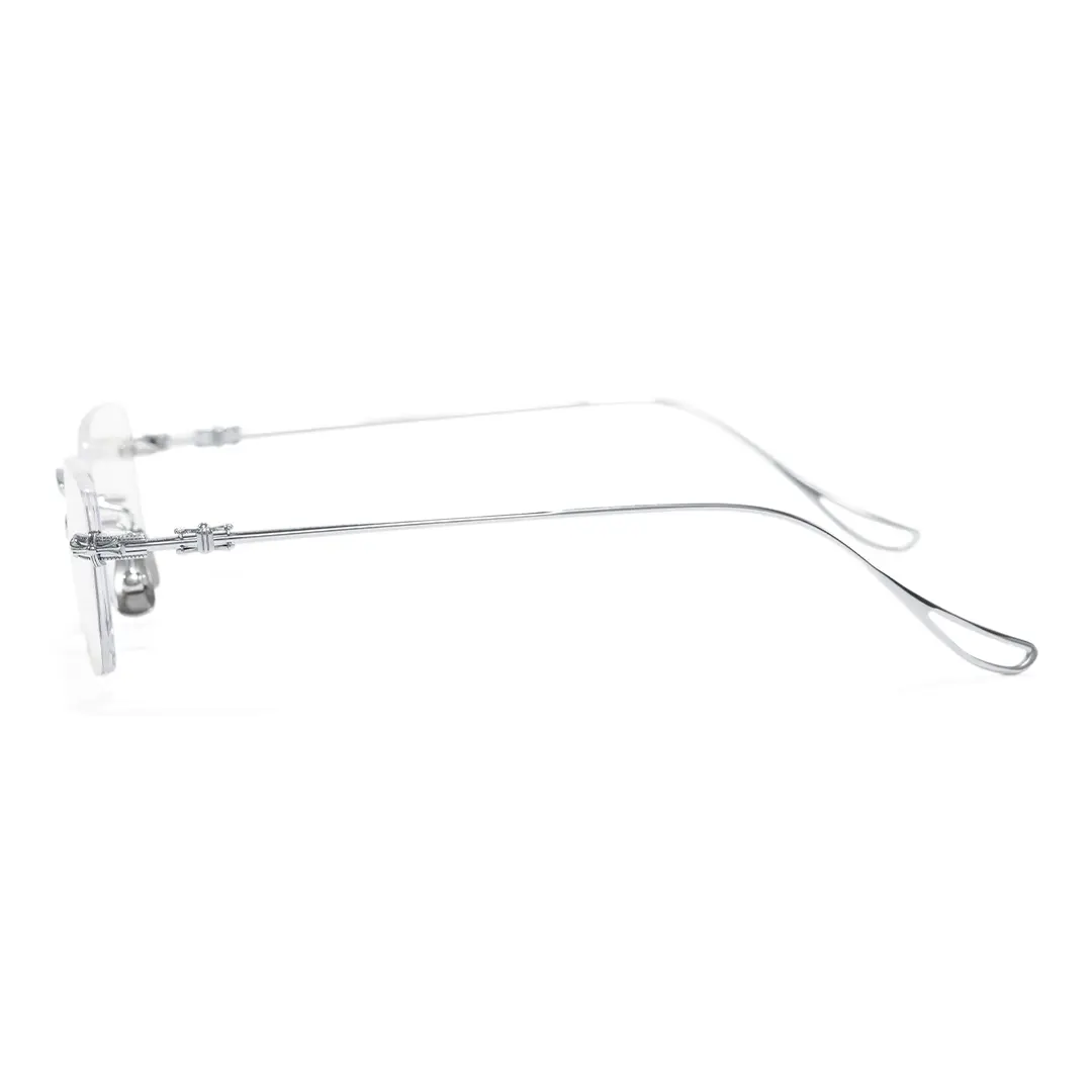 Side view of ELKLOOK rectangle metal eyeglasses FS-EM0352412 in silver