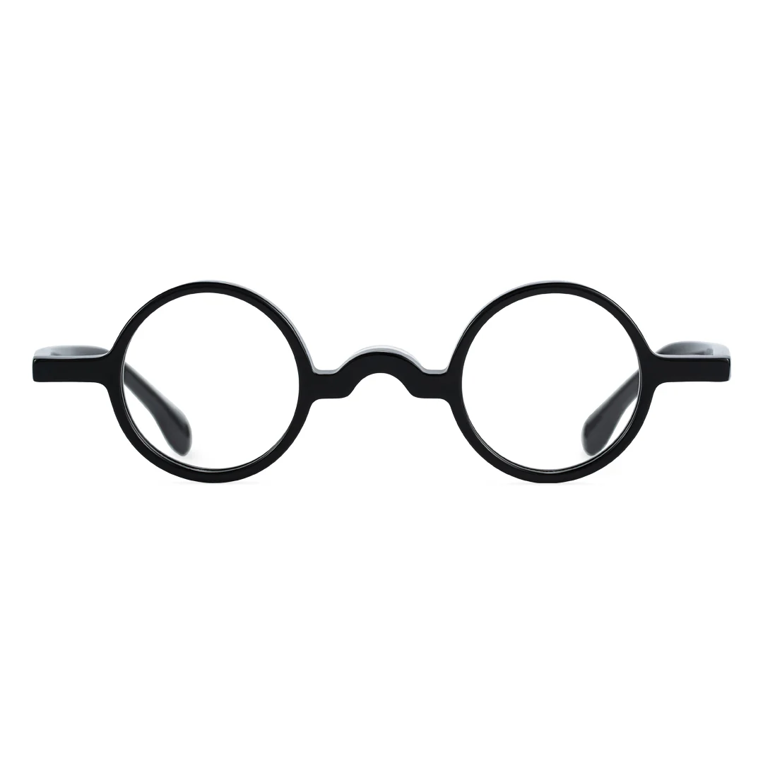 Front-view of Waye round acetate eyeglasses FS-RA0402411 in black