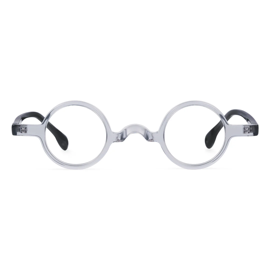 Front-view of Waye round acetate eyeglasses FS-RA0402411 in grey