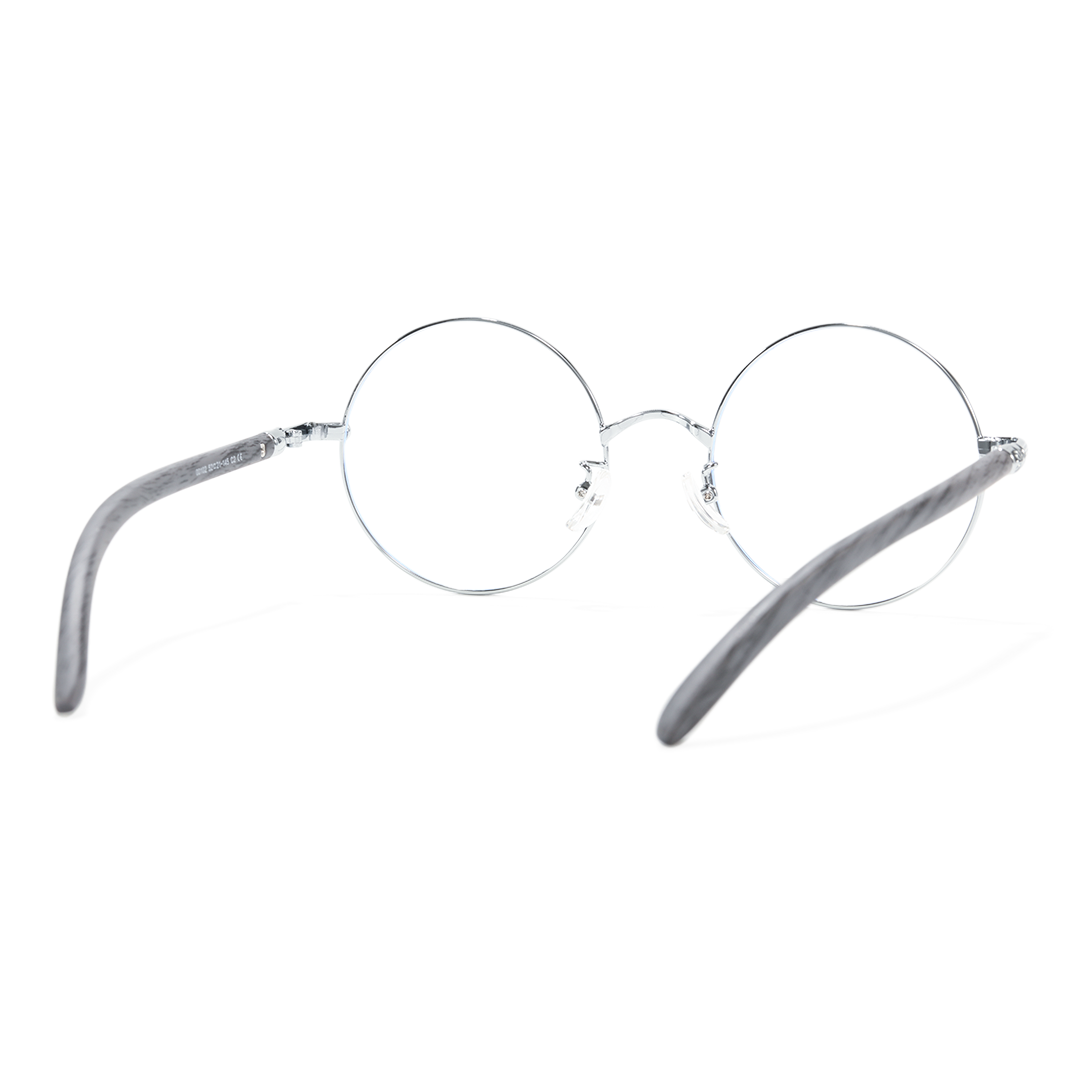 Back view of ELKLOOK round metal eyeglasses FS-RM0302407 in black