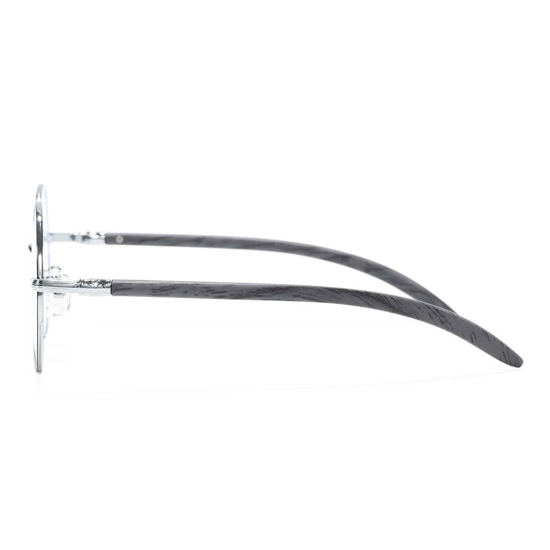 Side view of ELKLOOK round metal eyeglasses FS-RM0302407 in black