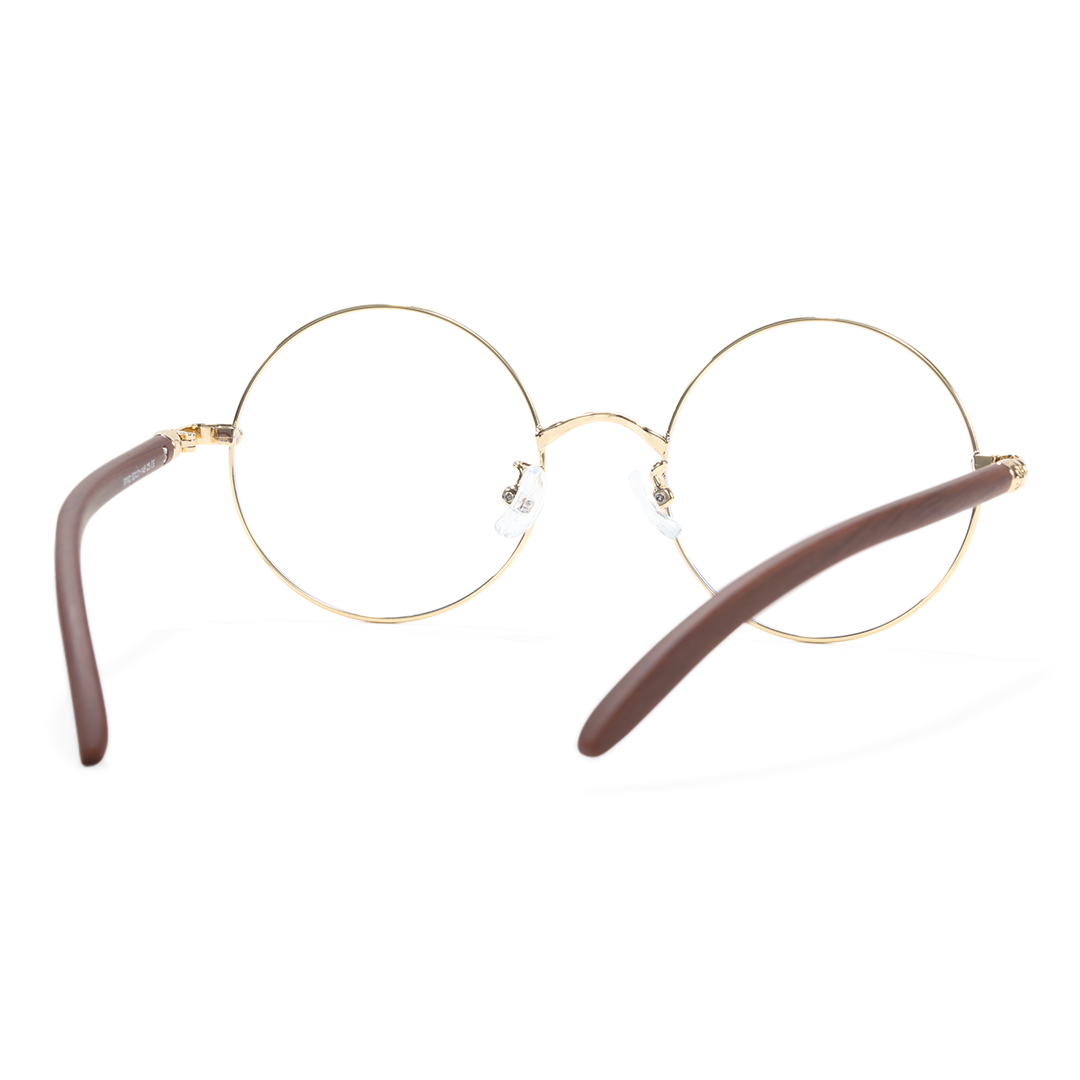 Back view of ELKLOOK round metal eyeglasses FS-RM0302407 in gold
