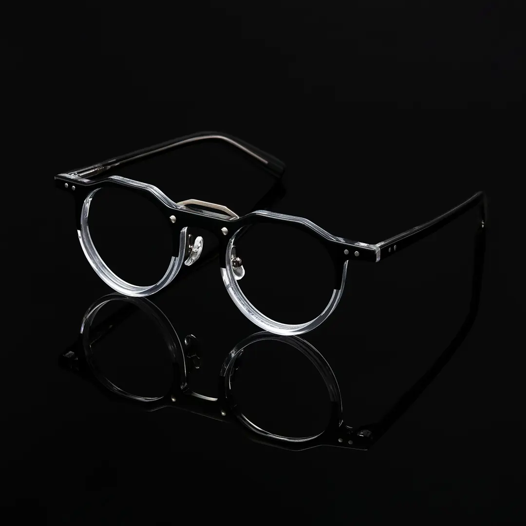 Scene view of Shirley geometric acetate eyeglasses GA0022408 in blackclear