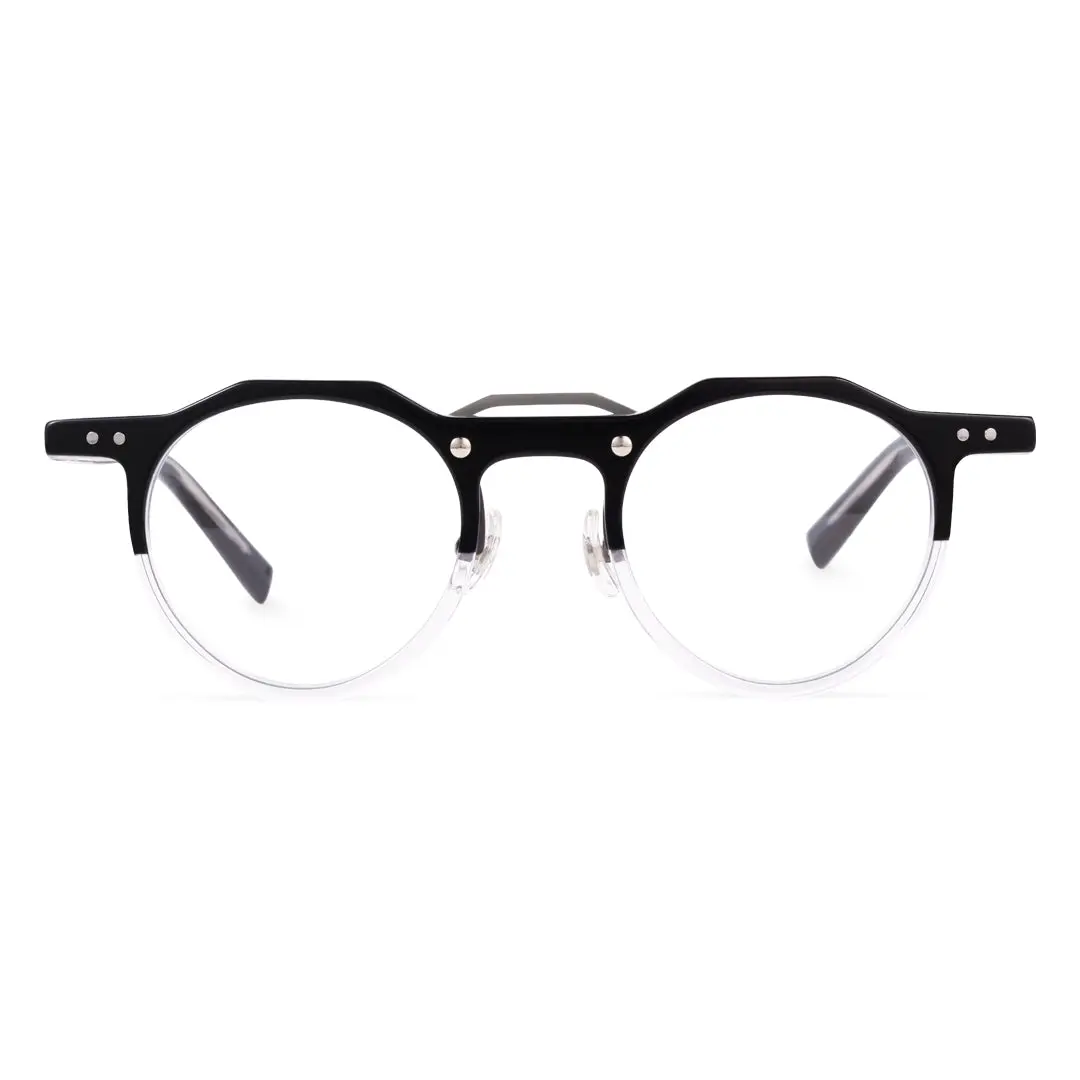 Front view of Shirley vintage geometric acetate eyeglasses GA0022408 in blackclear