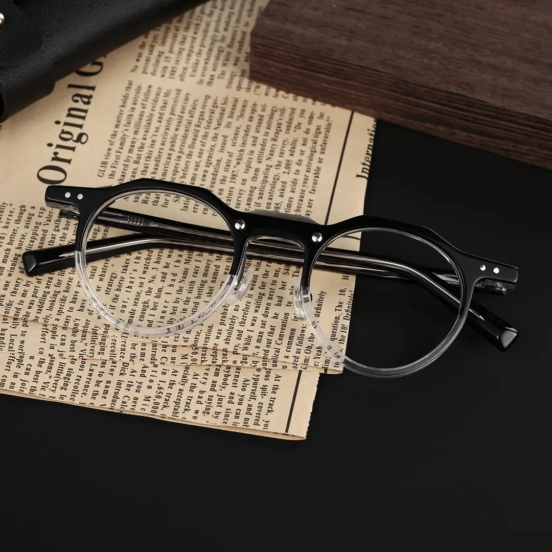 Scene view of Shirley vintage geometric acetate eyeglasses in blackclear. SPU: GA0022408