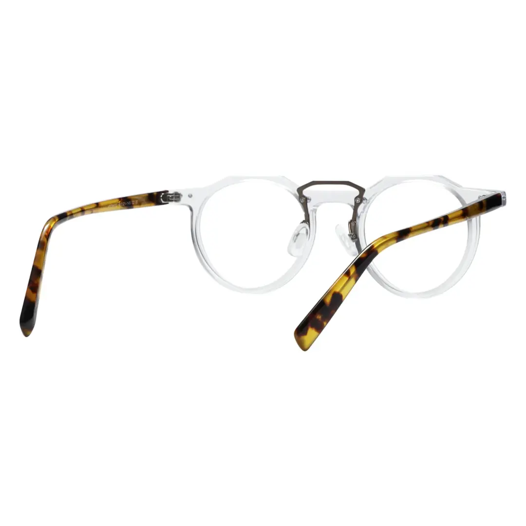 Back view of Shirley vintage geometric acetate eyeglasses in clear. SPU: GA0022408