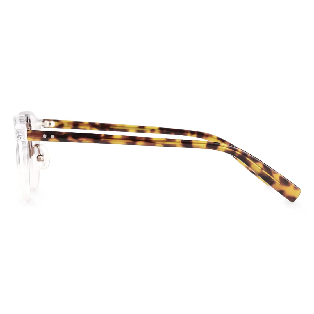 Side view of Shirley vintage geometric acetate eyeglasses in clear. SPU: GA0022408