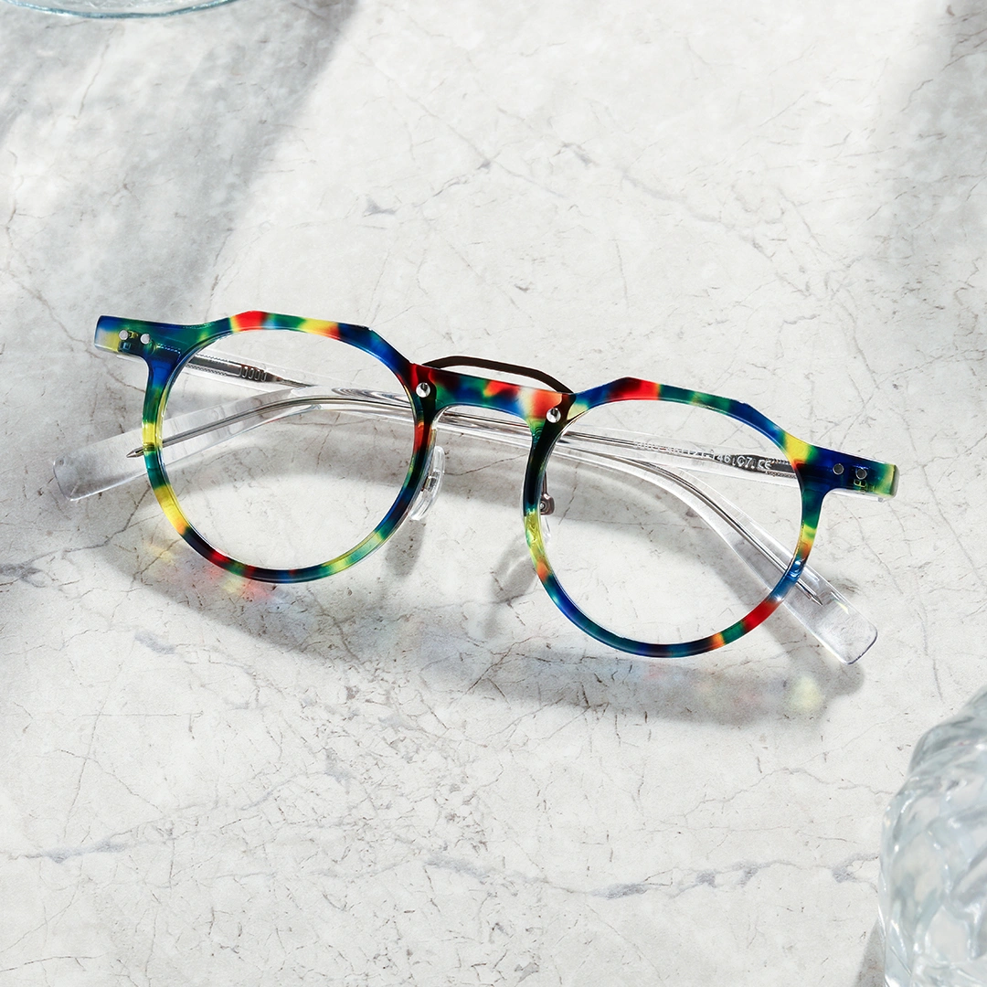 Scene view of Shirley geometric acetate eyeglasses GA0022408 in multicolor