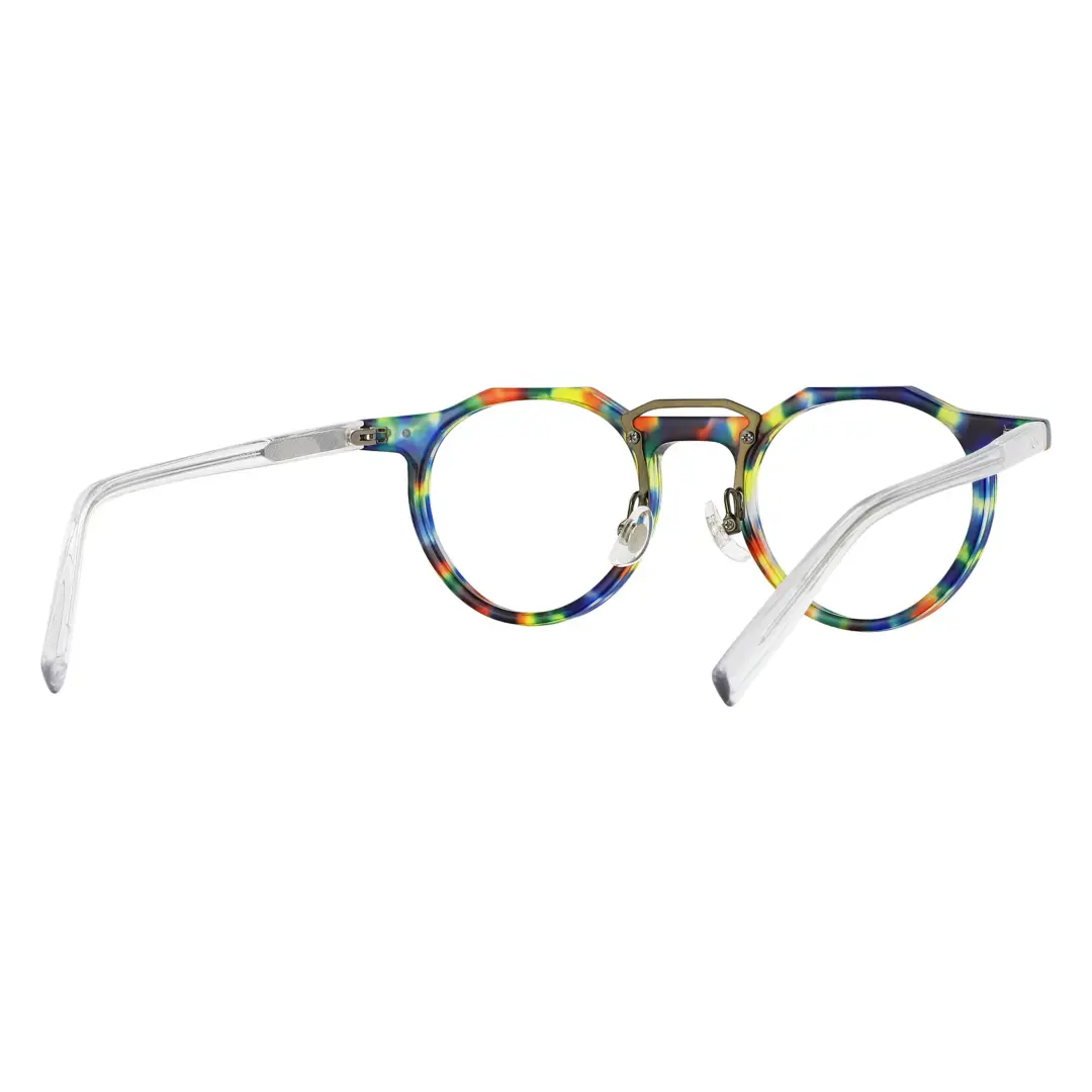 Back view of Shirley vintage geometric acetate eyeglasses in multicolor. SPU: GA0022408