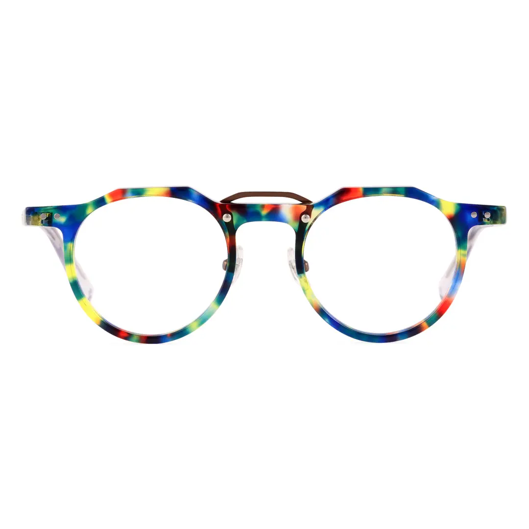 Front view of Shirley vintage geometric acetate eyeglasses GA0022408 in multicolor