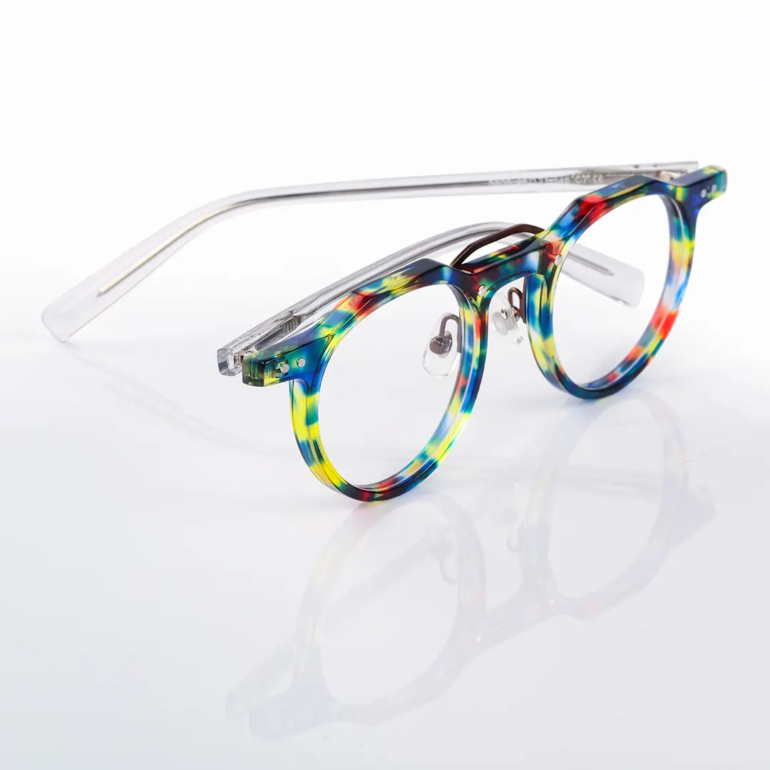 Scene view of Shirley vintage geometric acetate eyeglasses in multicolor. SPU: GA0022408