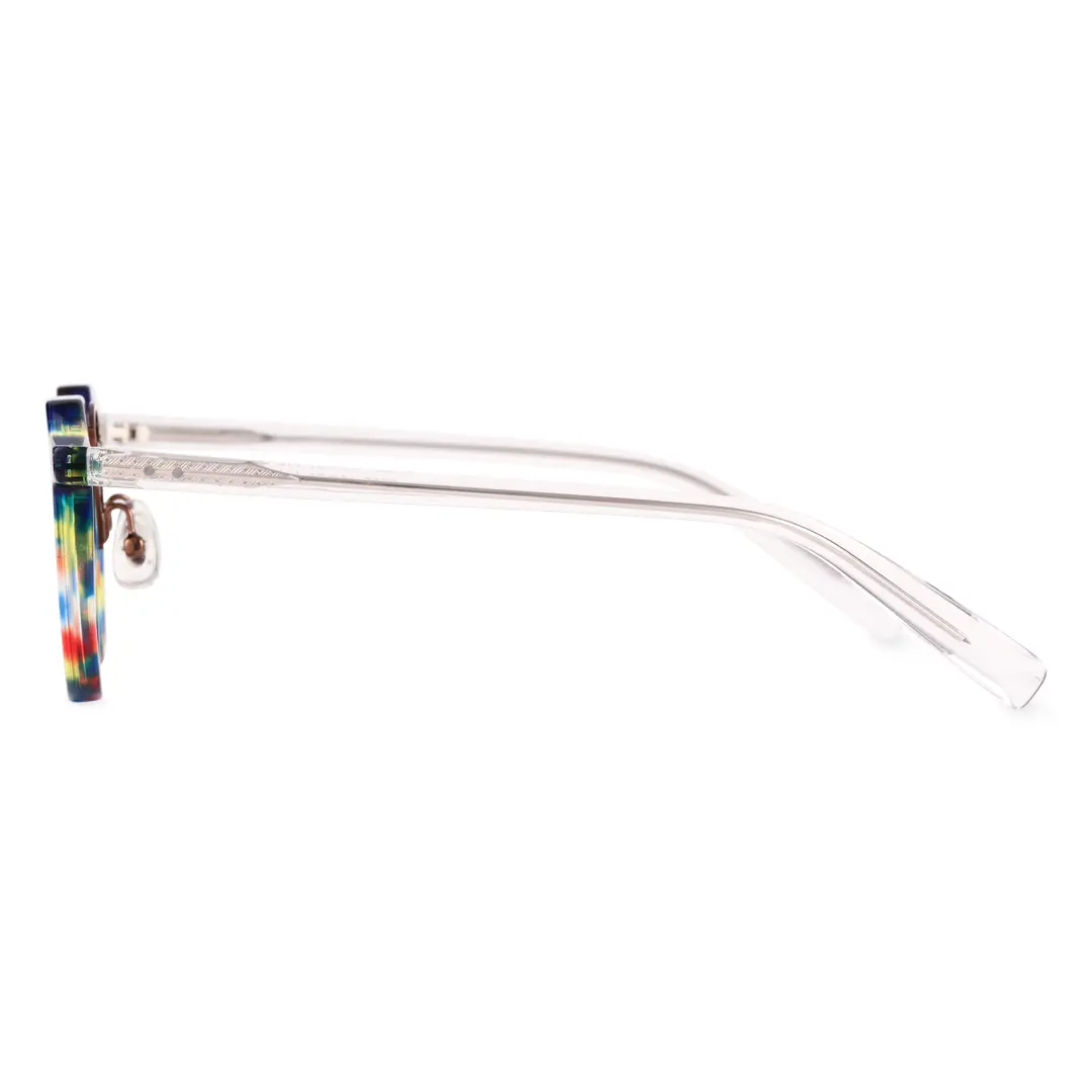 Side view of Shirley vintage geometric acetate eyeglasses in multicolor. SPU: GA0022408